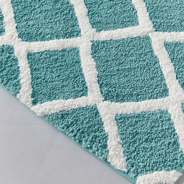 JLA Home Madison Park - Reversible Plush High-Pile Tufted Microfiber Bath Rug with OEKO-TEX Safety, Machine Washable Comfort Aqua MP72-5668