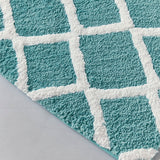 Madison Park Bittman Modern/Contemporary Reversible High Pile Tufted Microfiber Bath Rug MP72-5668 Aqua