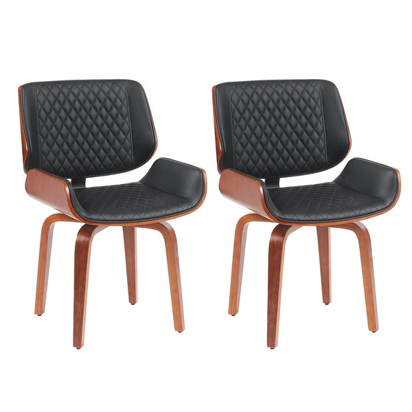 English Elm Mid-Century Modern Dining Chair Set Of 2 - Stylish 360° Swivel, Ergonomic Pu Leather For Any Space N842P290057B