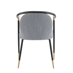 English Elm Christopher Knight Home® - Modern Upholstered Dining Chair with Gold-Tip Accents, Metal Armrests, Heathered Fabric, Set of Two Grey+Black 35.75 L x 22.75 W x 22.5 H N776P195378D