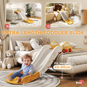 English Elm Qaba 63 Inch Hdpe Indoor Toddler Slide Attaches to Sofa or Bed Safe Fun Yellow W2225P249782
