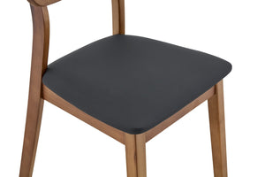 English Elm 2 Solid Walnut Toned Wood Dining Chairs Gray Fabric Seat Hollowed Backrest Modern Walnut+Black W1151P455537