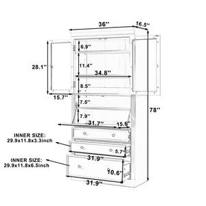 English Elm Topmax Shaker Pantry Cabinet with Drawers Power Outlet and Glass Doors SP000094AAE