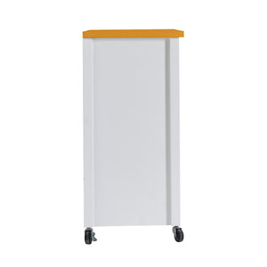 English Elm Kitchen Island Cart Ameican White Oak Top with Glass Door, Drawers, Towel Bar & Locking Wheels, Modern W3417P329701