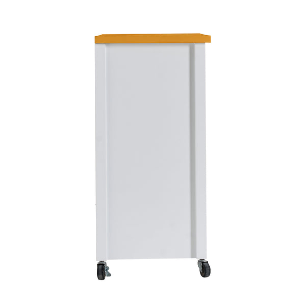 English Elm Kitchen Island Cart Ameican White Oak Top with Glass Door, Drawers, Towel Bar & Locking Wheels, Modern W3417P329701