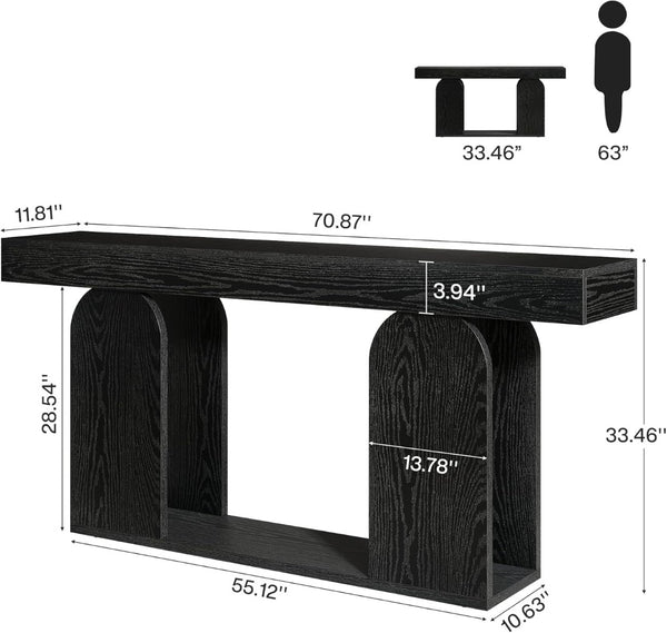 English Elm Coffee Console Table Industrial Metal Frame Vintage Wood Grain 2 Tier Entryway Sofa T3971P447586