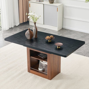 English Elm An Extendable Mdf Dining Table with Open Shelf Storage Seats up to Eight Black,Walnut W1151S04668