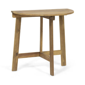 English Elm Christopher Knight Home® - Outdoor Half-Round Folding Acacia Wood Bistro Table with Gray Handcrafted Finish, Space-Saving Elegance Natural 65324.00