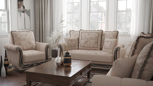 English Elm PrimeNest Timeberline Collection Upholstered Convertible Loveseat with Storage, Chenille Sleeper Sofa Foldout Beige B030P281785
