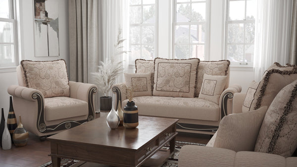 English Elm PrimeNest Timeberline Collection Upholstered Convertible Loveseat with Storage, Chenille Sleeper Sofa Foldout Beige B030P281785