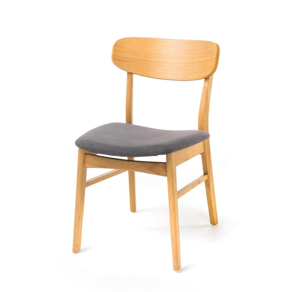 English Elm [video] Set of 2 Minimalist Dining Chairs with Cushioned Seats and Oak Rubberwood Legs N759P371095E