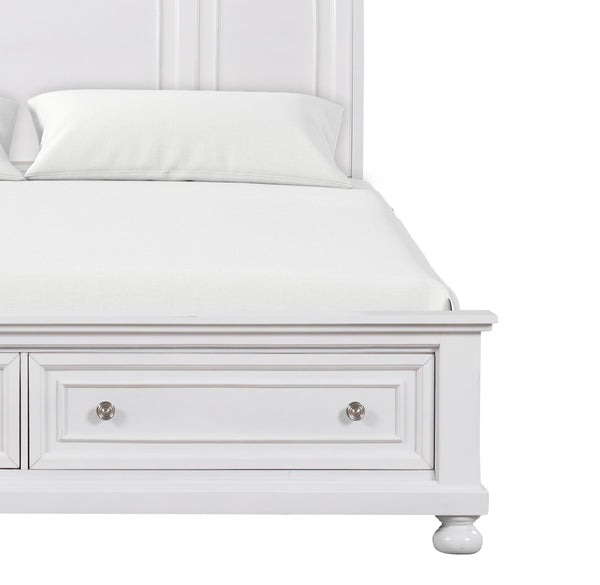 English Elm Meade Full Bed With Built-In Storage - Modern White Design, Solid Wood Construction & Quality Finish B078S00567