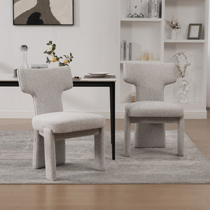 English Elm 22.05" Modern Upholstered Chenille Dining Chair Set of 2 with Rubberwood Legs, Armless Curved Back Elegant Seating Beige W3189P351608