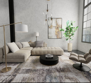 Feizy Rugs Skyview Abstract Distressed Gradient Area Rug - Plush Polypropylene Frieze Yarn For Modern Decor Gray,Taupe,Ivory Polypropylene Skv39q9fivygrne70