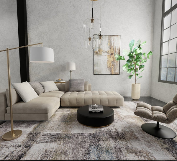 Feizy Rugs Skyview Abstract Distressed Gradient Area Rug - Plush Polypropylene Frieze Yarn For Modern Decor Gray,Taupe,Ivory Polypropylene Skv39q9fivygrne70