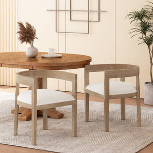 English Elm Dining Arm Chairs Set of 2 Upholstered Tub Style Rubberwood Mid-century Modern Seating N771P388967A