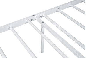 English Elm Contemporary Full-Size Metal Bed Frame with Minimalist Design, Lightweight, Foundation-Free Ease White 27 L x 58 W x 5 H B2741P364406