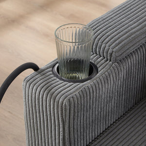 English Elm Convertible Chaise Lounge Sofa Chair With Usb Ports, Storage & Cup Holders – Ideal For Small Spaces! N719S002021E