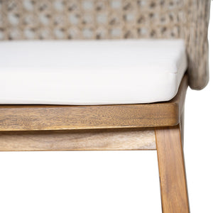 English Elm Outdoor Acacia Wood Patio Dining Chairs Set of 2 Wicker Back with Cushioned Seat N773P306706B