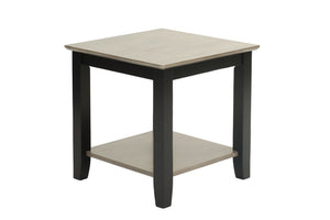 English Elm Gray 3pc Table Set with Walnut Veneer Tops, Gray/Black Modern Living Room Tables w/ Shelf Storage B011S01999