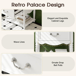 English Elm 24'' Vintage Bathroom Vanity with Ceramic Sink Soft Close Drawers Open Shelf White N710P411237K