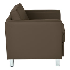 OSP Home Furnishings Pacific Club Armchair in Faux Leather with Chrome Legs for Modern Living Spaces Java PAC51-R102
