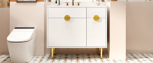 English Elm 36" Modern Bathroom Vanity with Resin Basin Sink, Soft-Closing Doors, Drop-Down Cabinet & Storage Elegance N710P265934K