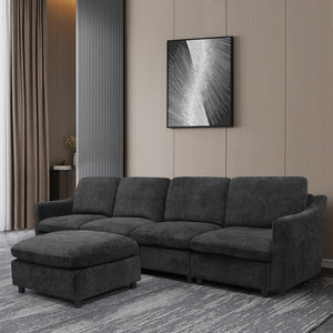 English Elm Modern Oversized Deep Seat Sectional Sofa with Reversible Chaise, Plush Loop Yarn, Memory Foam Comfort W1183S00012