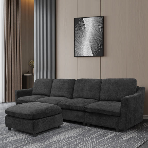 English Elm Modern Oversized Deep Seat Sectional Sofa with Reversible Chaise, Plush Loop Yarn, Memory Foam Comfort W1183S00012