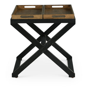 English Elm Steve Silver - Topeka Transitional 3-Piece Wood Table Set in Brown Walnut & Ebony Finish — Cocktail, End, Chairside Elegance B081S00421