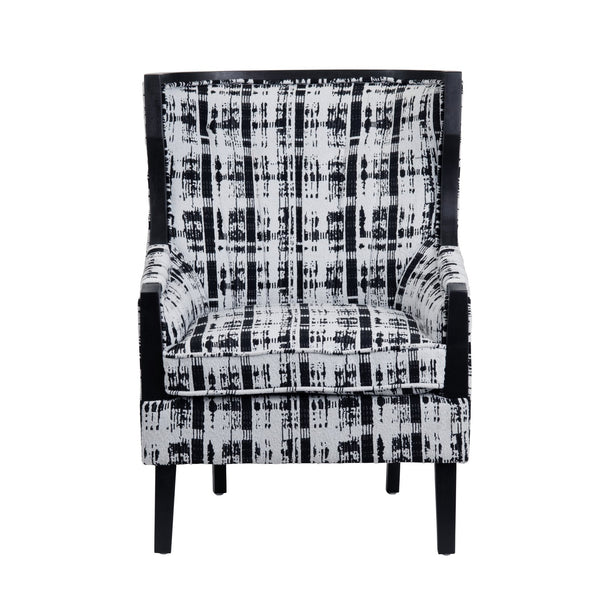 Crestview Collection Transitional Accent Chair With Artistic Plaid Design, Comfortable Cushion & Stylish Black Frame Black Polyester Cvfzr6153