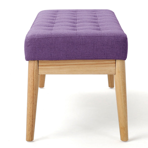 English Elm Christopher Knight Home® - Ottoman Saxon Bench in Purple — Mid-Century Tufted Fabric Seat, Solid Birch Legs, Plush 43.5" x17" N757P248081P