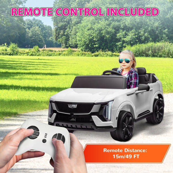 English Elm Qaba Licensed Cadillac Escalade 12v Two Seat Kids Ride on Truck with Remote W2225P249888