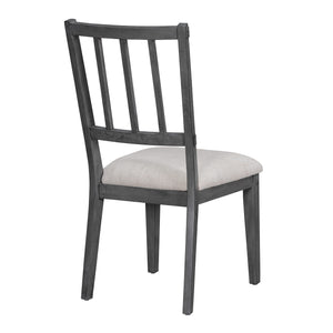 English Elm TREXM Round 5-Piece Rustic Dining Set with Upholstered Chairs and Curved Bench, Distressed Wood Finish Beige+Grey ST000146AAE