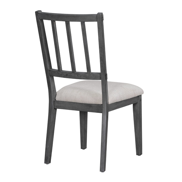 English Elm TREXM Round 5-Piece Rustic Dining Set with Upholstered Chairs and Curved Bench, Distressed Wood Finish Beige+Grey ST000146AAE