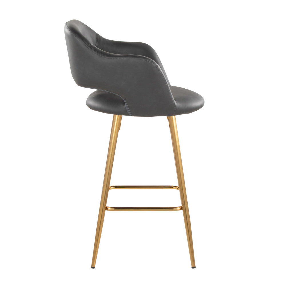 English Elm Margarite Contemporary 26" Fixed-Height Counter Stool with Gold Metal Frame and Faux Leather Seat Set of 2 Grey B202S00355