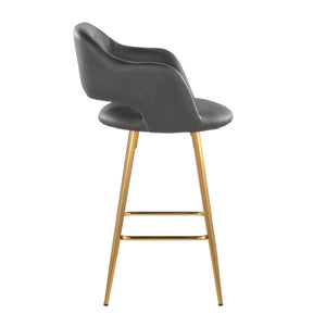 English Elm Margarite Contemporary 26" Fixed-Height Counter Stool with Gold Metal Frame and Faux Leather Seat Set of 2 Grey B202S00355