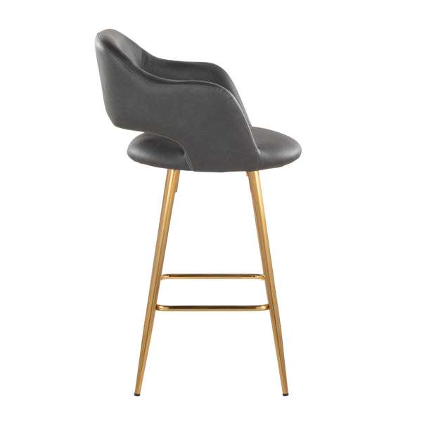 English Elm Margarite Contemporary 26" Fixed-Height Counter Stool with Gold Metal Frame and Faux Leather Seat Set of 2 Grey B202S00355