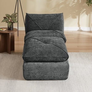 English Elm Modern Chenille Modular Sofa with Built-in Foot Pedals for Comfortable Living Rooms Dark Gray W3396P463875