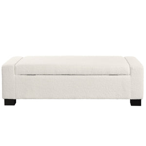 English Elm 50" Upholstered Storage Bench Textured Fabric Hinged Lid Birch Legs Bedroom Entryway N767P397108B