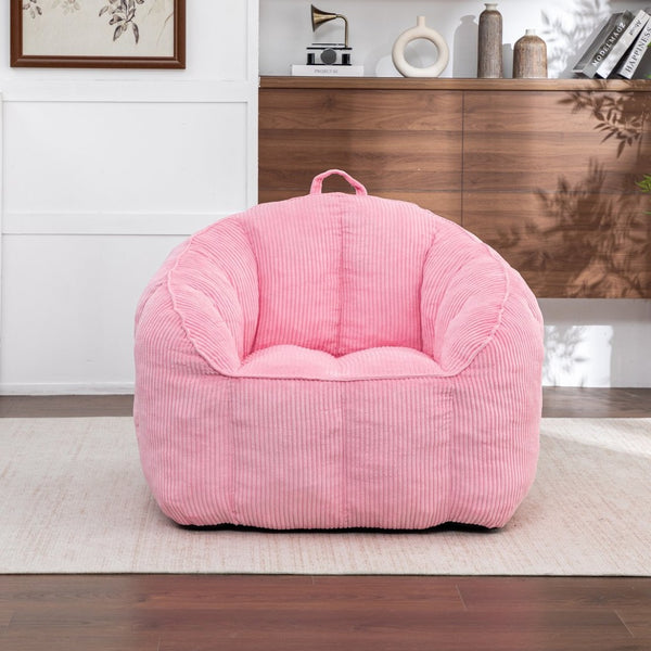 English Elm Giant Corduroy Bean Bag with Armrests Shredded Foam Lounge Chair for Living Room Pink W2200P442630