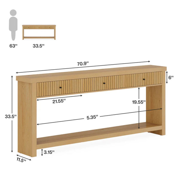 English Elm Coffee Console Table Industrial Metal Frame Vintage Wood Grain 2 Tier Entryway Sofa T3971P447512