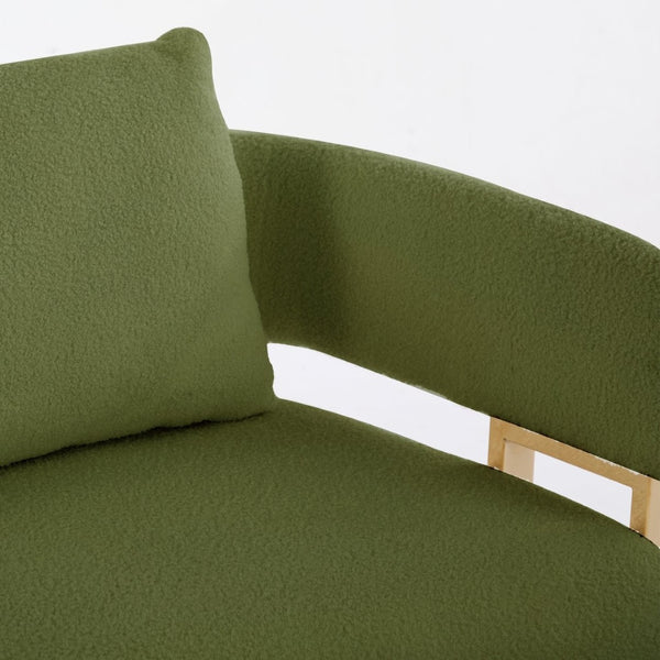 English Elm Ts Velvet Accent Chair with Gold Metal Legs Glam Art Deco Style for Living Room Green W2311S00006