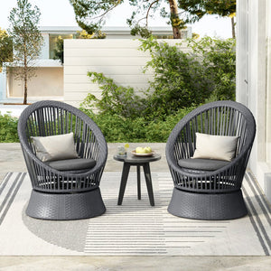 English Elm Christopher Knight Home® - [Set Of 2] Stylish Gray Swivel Wicker Lounge Chairs With Plush Cushions For Indoor And Outdoor Relaxation N767P237032B_2