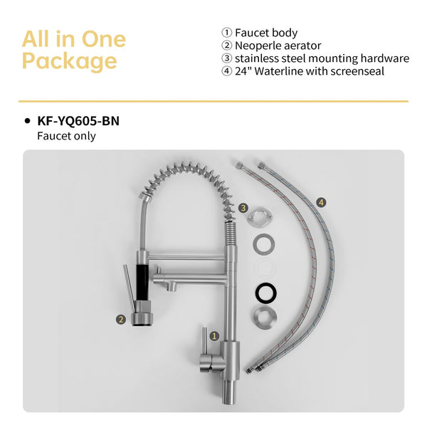 English Elm Bothwa Cupc Certified Single Handle Kitchen Faucet Tall Arc Stainless Steel Design Brushed Nickel B2724P262358