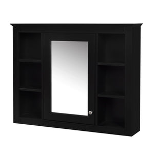 English Elm 35'' Modern Wall-Mounted Medicine Cabinet With Mirror, 6 Shelves & Towels Rod For Effortless Storage N710P236930B