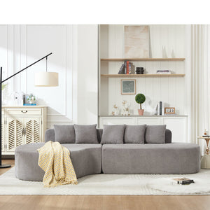 English Elm 110.2" Boneless Couches Sectional Curved L-Shape Sofa with Deep Seat, 5 Pillows, Chenille Flannelette Comfort W1249S00010