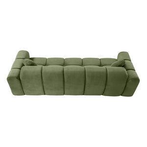 English Elm 98.4" Corduroy Cloud Puff Sofa Vacuum Packed 4-seater Living Room Couch with Pillows Green W5515P477307