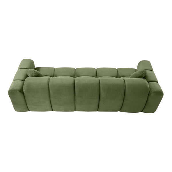 English Elm 98.4" Corduroy Cloud Puff Sofa Vacuum Packed 4-seater Living Room Couch with Pillows Green W5515P477307