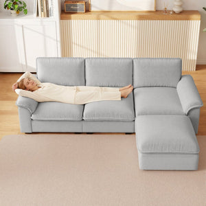 English Elm Cloud Sectional Sofa with Movable Chaise Soft Chenille Upholstery for Modern Living Rooms Gray W1359S00066